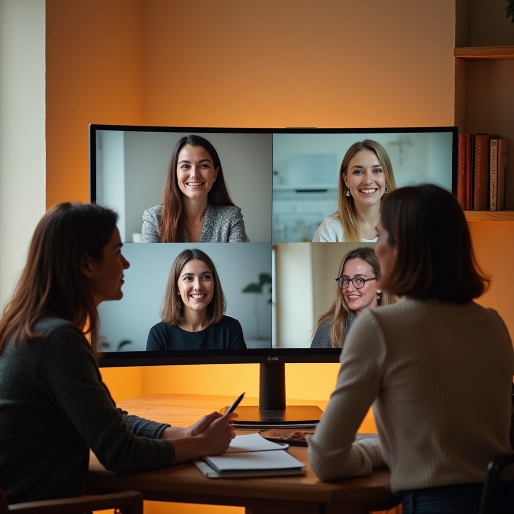 Femei în sesiune online de mentorat de grup